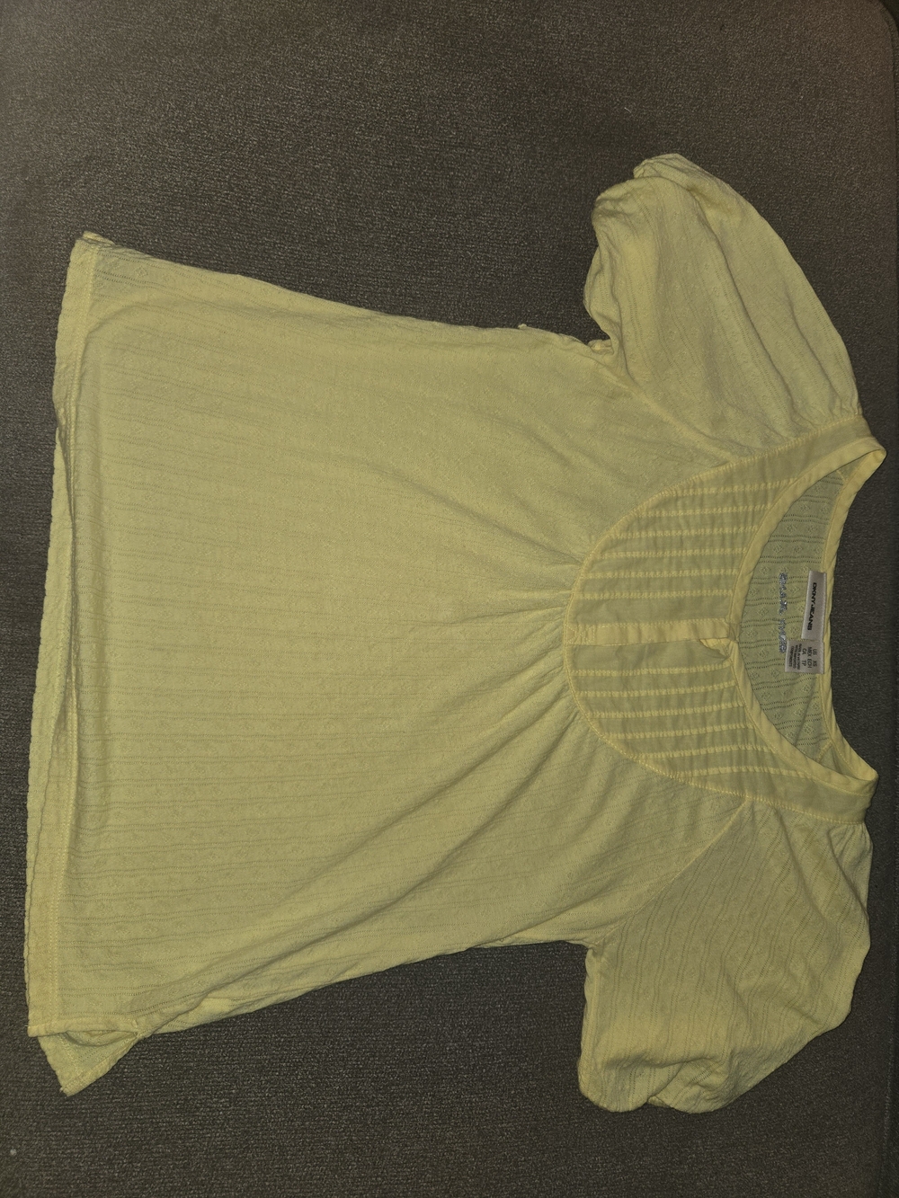 DKNY Light Yellow Puff Sleeve Short Sleeve Top
